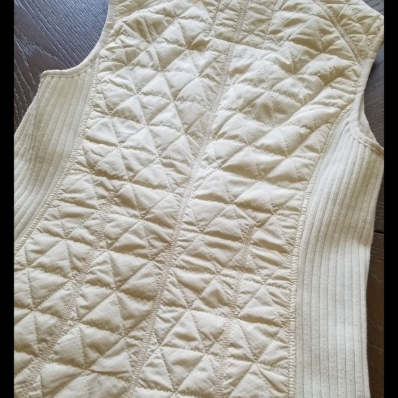 PrAna bone white Quilted Down Puffer Vest Fleece Lined XS - Picture 4 of 8